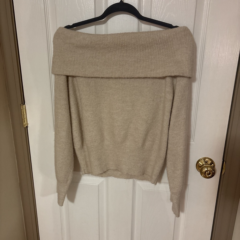 H&M Off-Shoulder Cream Sweater